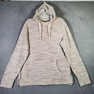 Hollister Hoodie Mens M Brown Ivory Woven Textured Striped Pullover Beach Surfer